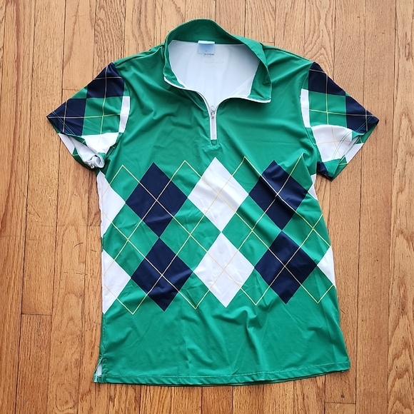 Acegolfs Tops - AceGolfs Green Argyle 1/4 Zip Golf Shirt Women's Size Small